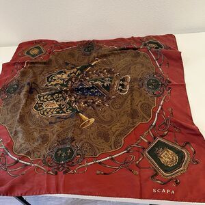 Scapa Silk Scarf Red Vintage Regal Summer Luxury Retro Vacation Travel Euro Trip